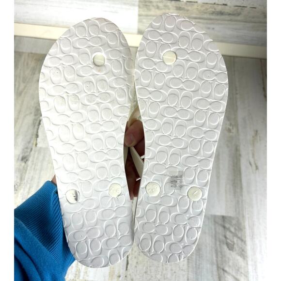 Coach Women’s 7 White Multicolor Abbigail Stars Slip-On Flip-Flop Sandals New - Picture 6 of 7
